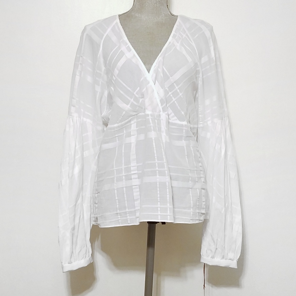 NEW Lewit Shadow Check Blouse White